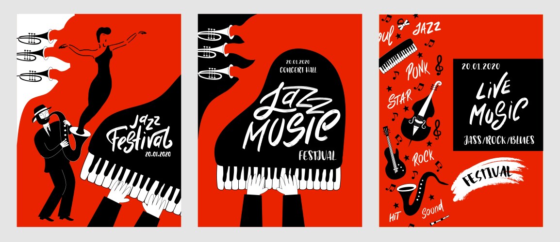 Jazz music festival posters vector image