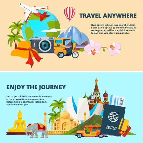 Travel theme with pictures vector image