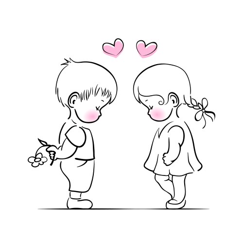 Little boy and girl vector image