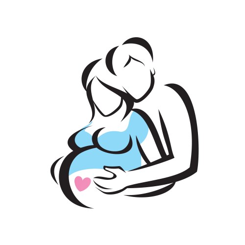 Young family are awaiting for childbirth symbol vector image