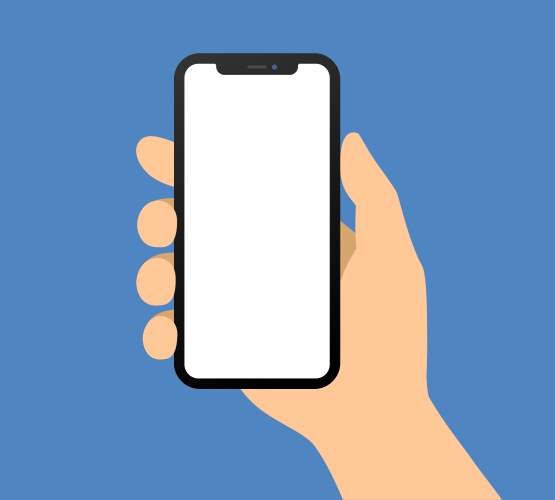 Hand holding mobile phone vector image