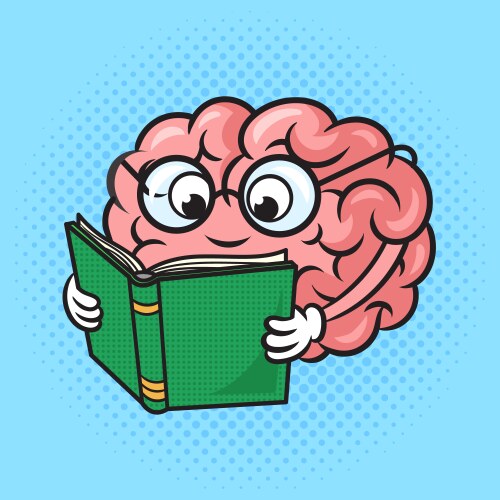 Brain reading book pop art vector image