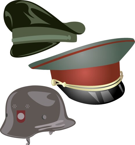 Military hats and helmet vector image