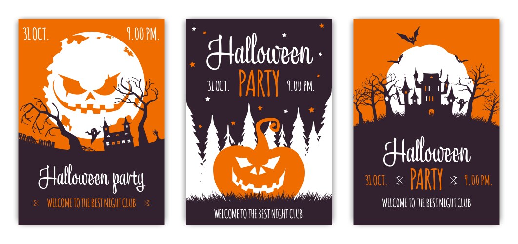 Set abstract halloween party backgrounds 01 vector image