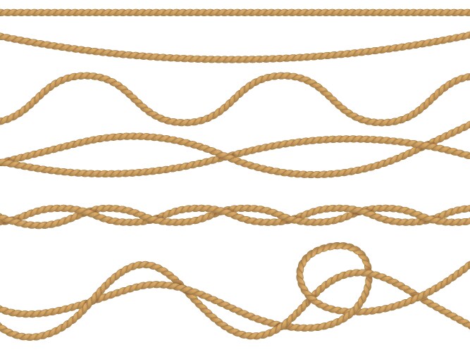 Fiber ropes realistic curve nautical rope vector image