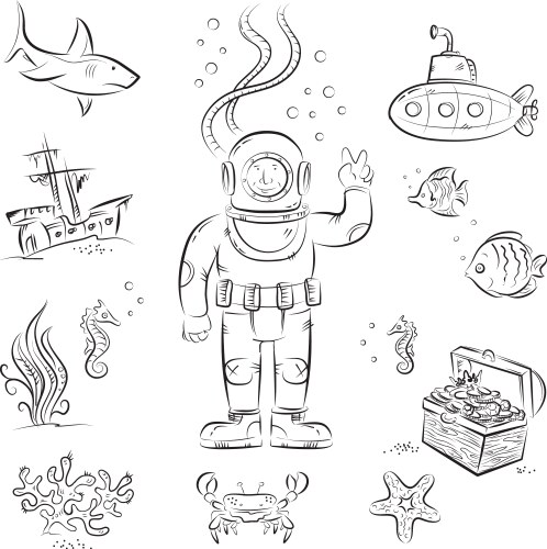 Deep diving vector image