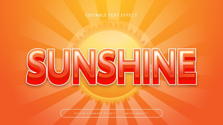 orange red and white sunshine 3d editable text vector image