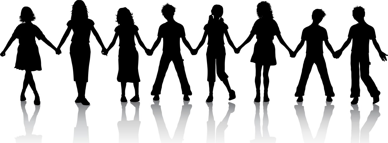 Children holding hands vector image