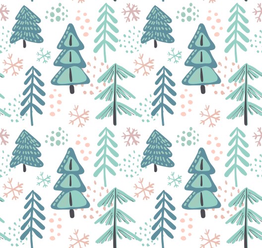 seamless pattern with winter fir forest vector image