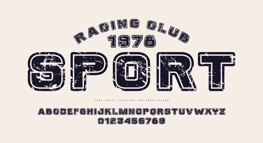 sans serif font in sport style with contour vector image