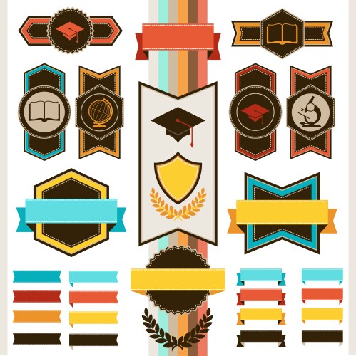 School education badges and ribbons vector image