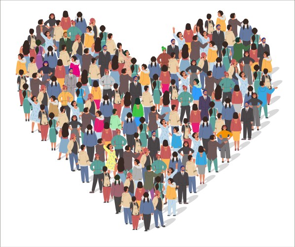 People standing together in heart shape vector image