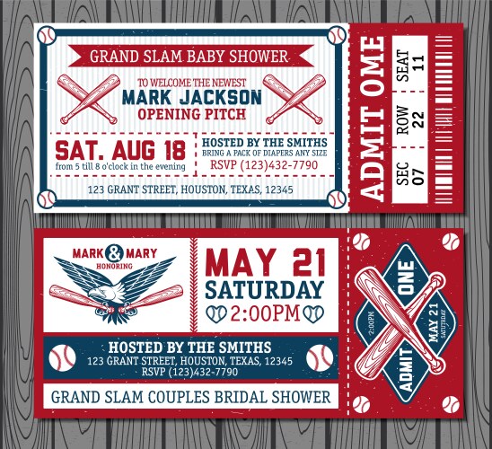 Set of vintage baseball tickets vector image