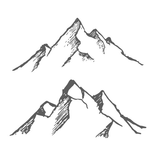 Mountains set hand drawn rocky peaks vector image