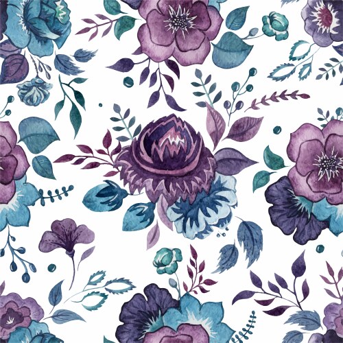 Flowers watercolor pattern wallpaper textile vector image