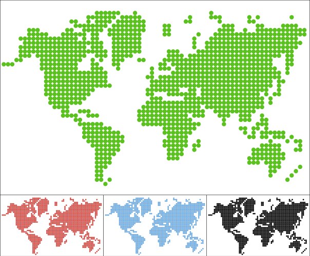 set of dot world map vector image