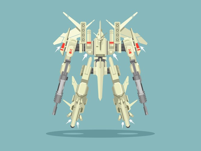 Military robot transformer vector image