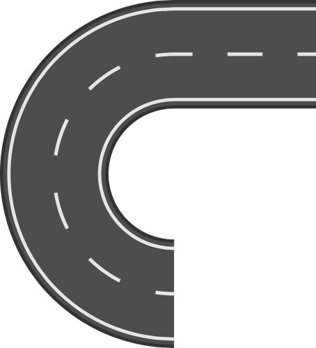 Winding road with dashed white lines making a u vector image