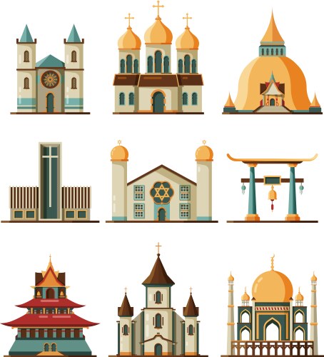 Traditional church set christian evangelistic vector image