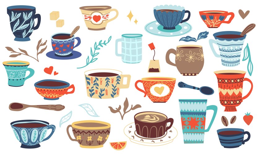 Cartoon cup hot aroma beverage in restaurant vector image