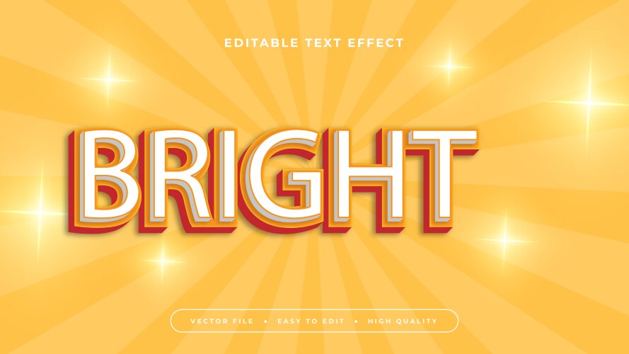 Yellow white and orange bright 3d editable text vector image