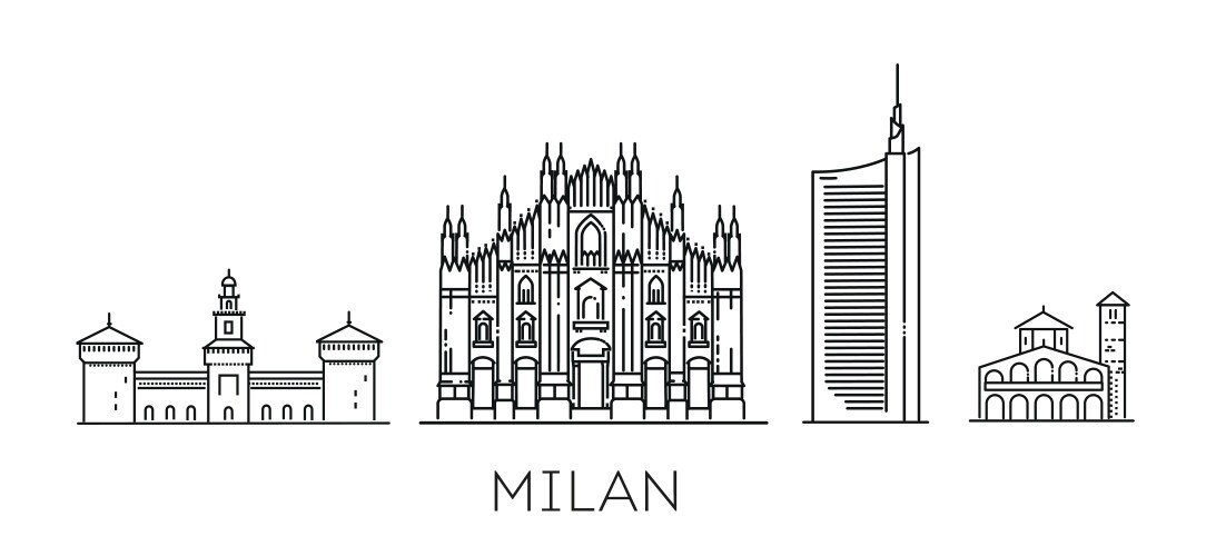 italy milan detailed monuments silhouette vector image