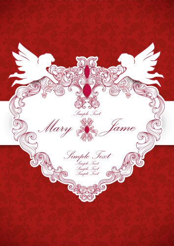 Wedding invitation card vintage ornate vector image