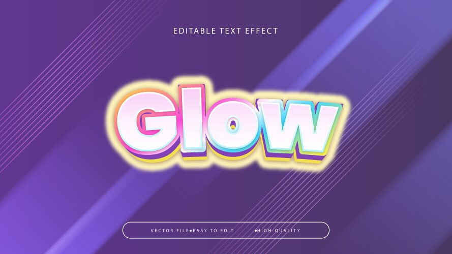 Colorful glow 3d editable text effect - font style vector image