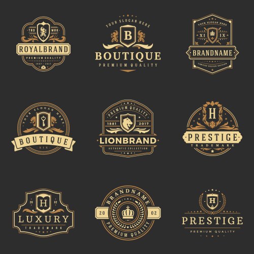 luxury monograms logos templates objects vector image