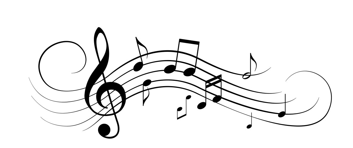 Music notes with curves swirls vector image