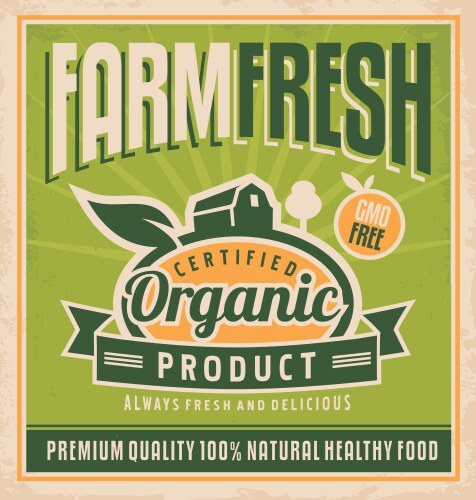 Retro farm fresh food concept vector image