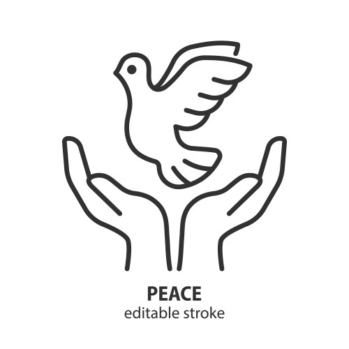 dove of peace line icon pigeon in hands sign vector image