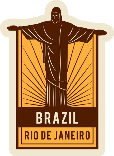 Brazil travel badge retro postal mark landmark vector image