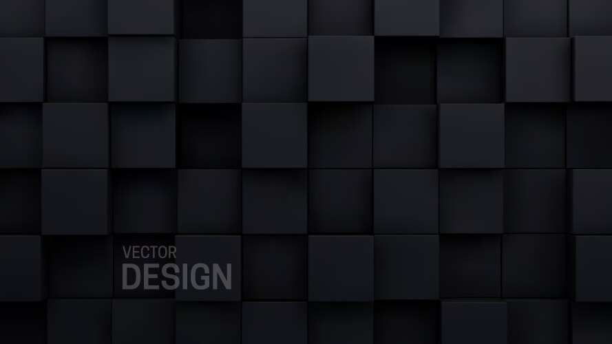 Black cubes random mosaic background vector image