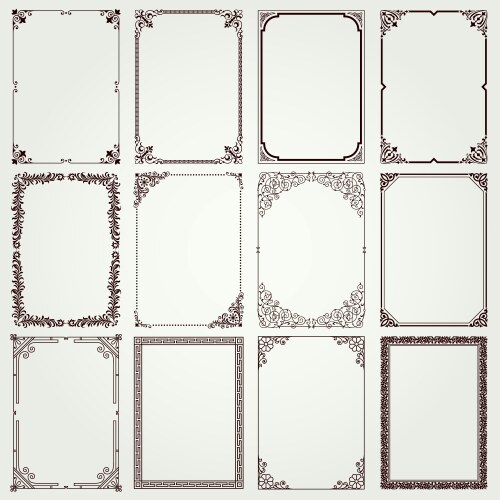 Frames and borders a4 set 4 vector image