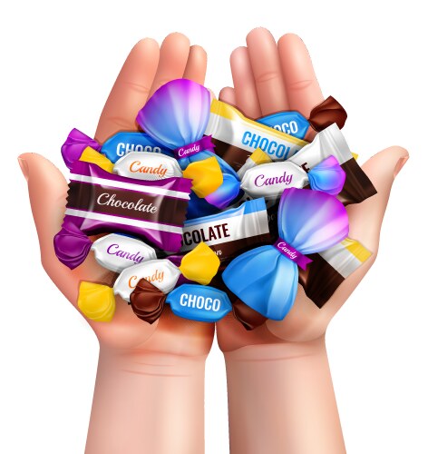 Realistic candies heap composition vector image