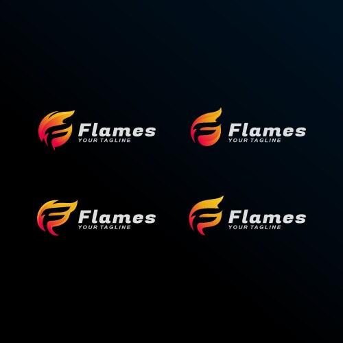 F letter fire logo design template vector image