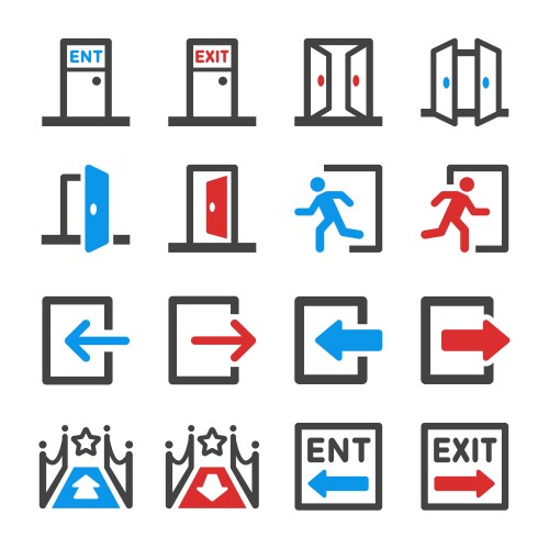 Entrance and exit icon set vector image