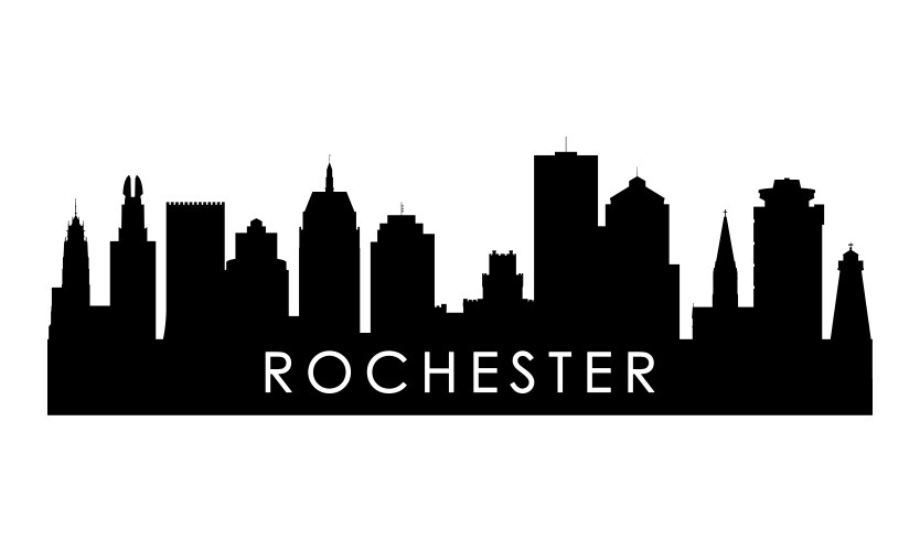 rochester skyline silhouette black city vector image