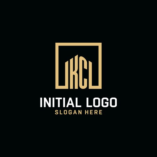 Kc initial monogram logo design with square shape vector image