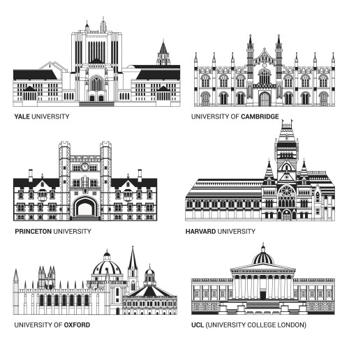 best national universities flat buildings of yale vector image