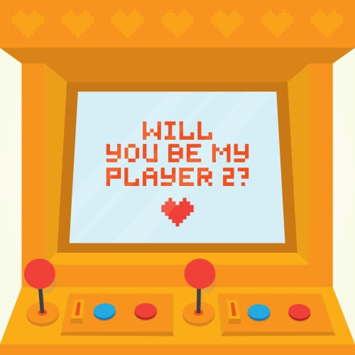 Will you be my player two arcade machine vector image