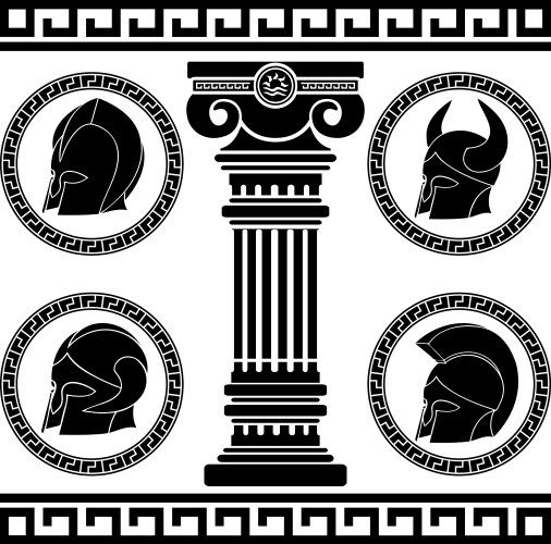 ancient helmets stencil vector image