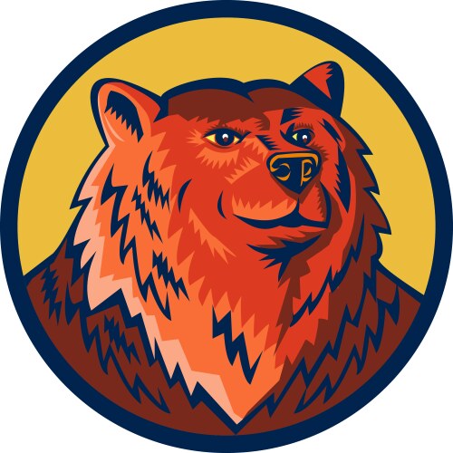 Russian bear head circle retro vector image