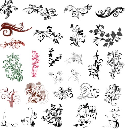 Set of abstract floral patterns vector image