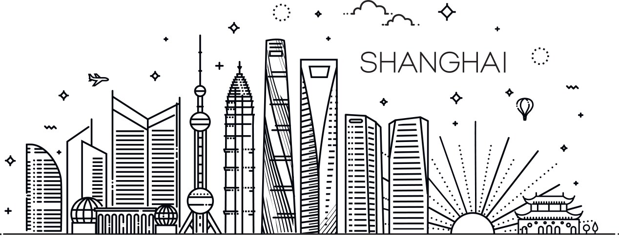 shanghai architecture line skyline vector image