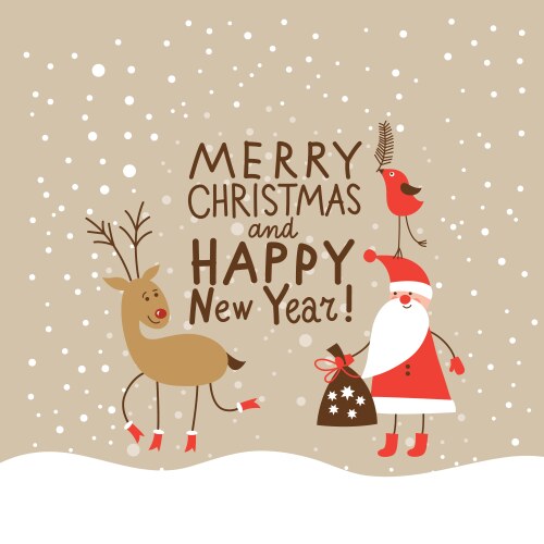 Christmas card with handwritten text vector image