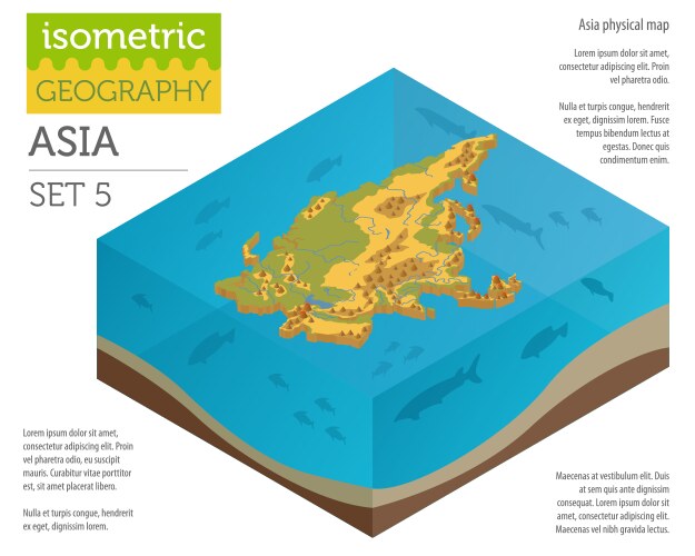 Isometric 3d asia physical map constructor vector image