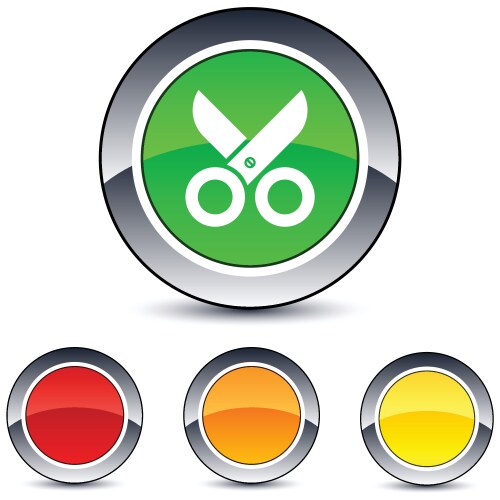 Scissors round button vector image