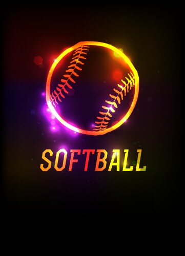 Glowing softball icon background vector image